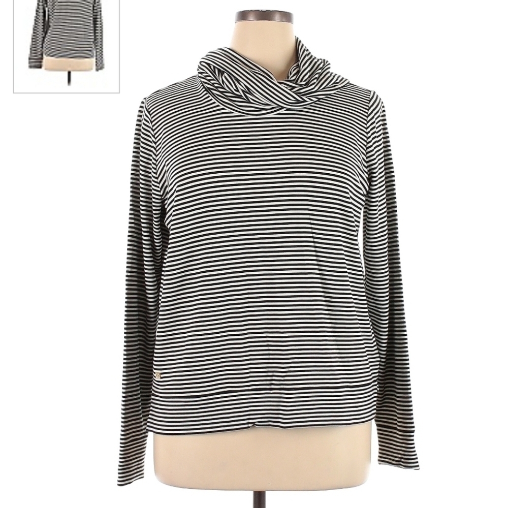 NWT Lauren Ralph Lauren Striped Cowl Neck Viscose Long Sleeve Top Women's XL New